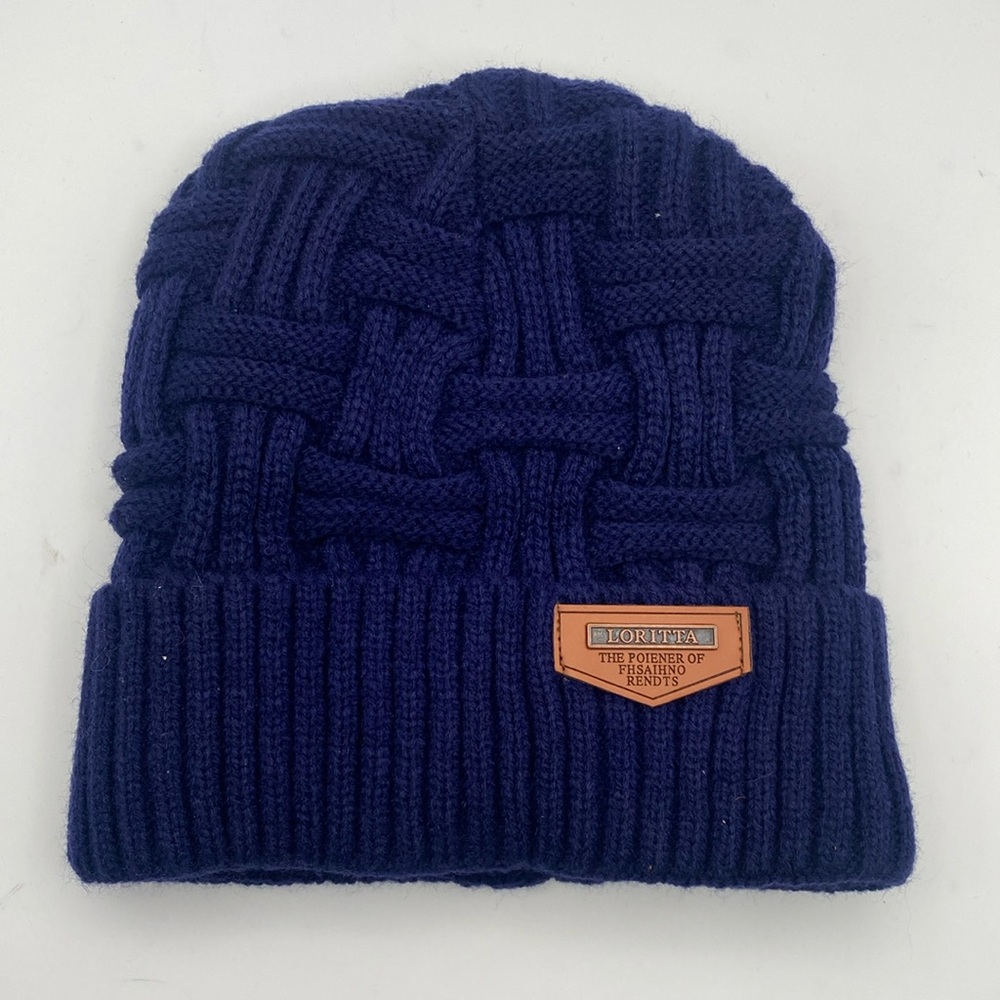 Loritta Winter Blue Hat Warm Knitted Thick Baggy Slouchy Beanie Skull Cap